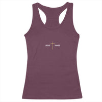 Jesus Saves Racerback Tank Top Cross Subtle Christian Minimal Religious Faith