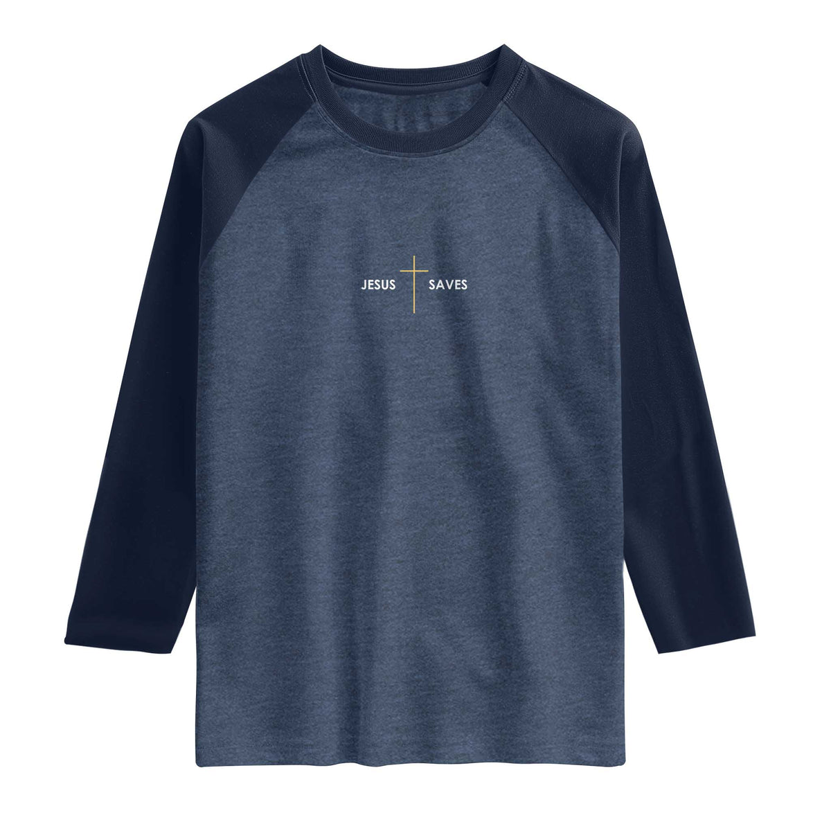 Jesus Saves Raglan Shirt Cross Subtle Christian Minimal Religious Faith