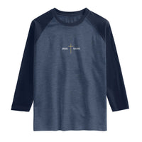 Jesus Saves Raglan Shirt Cross Subtle Christian Minimal Religious Faith