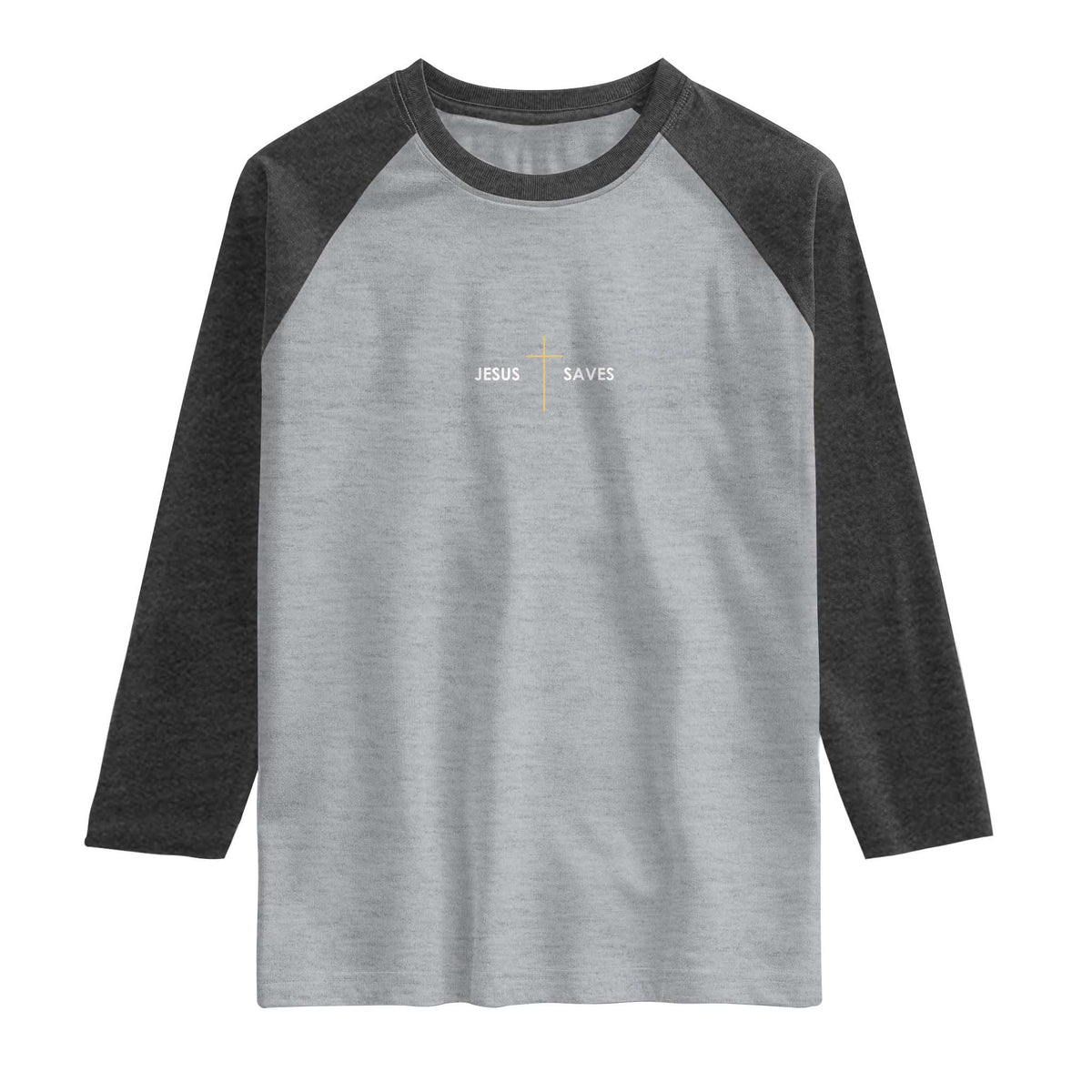 Jesus Saves Raglan Shirt Cross Subtle Christian Minimal Religious Faith