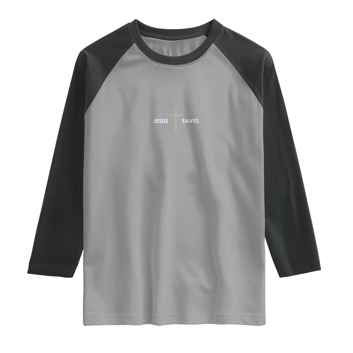 Jesus Saves Raglan Shirt Cross Subtle Christian Minimal Religious Faith