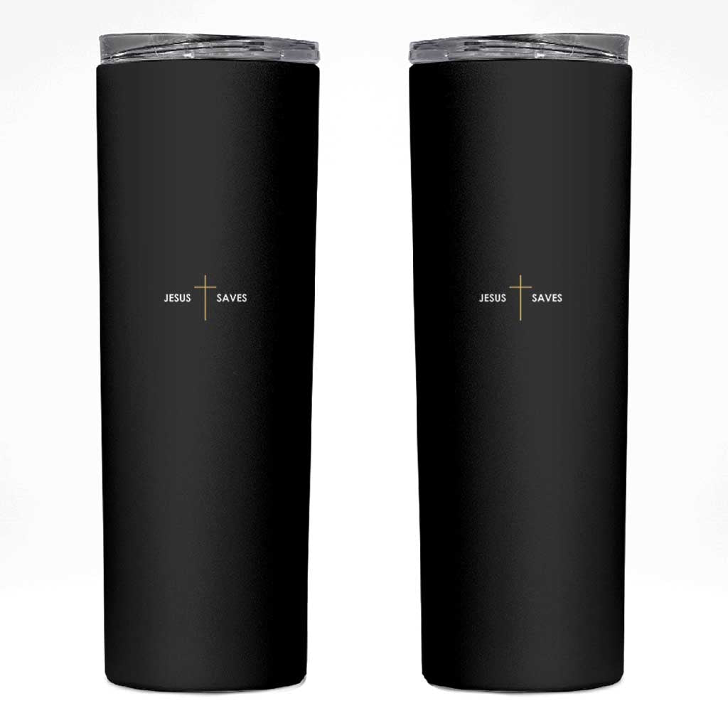Jesus Saves Skinny Tumbler Cross Subtle Christian Minimal Religious Faith