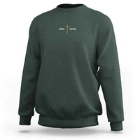 Jesus Saves Sweatshirt Cross Subtle Christian Minimal Religious Faith