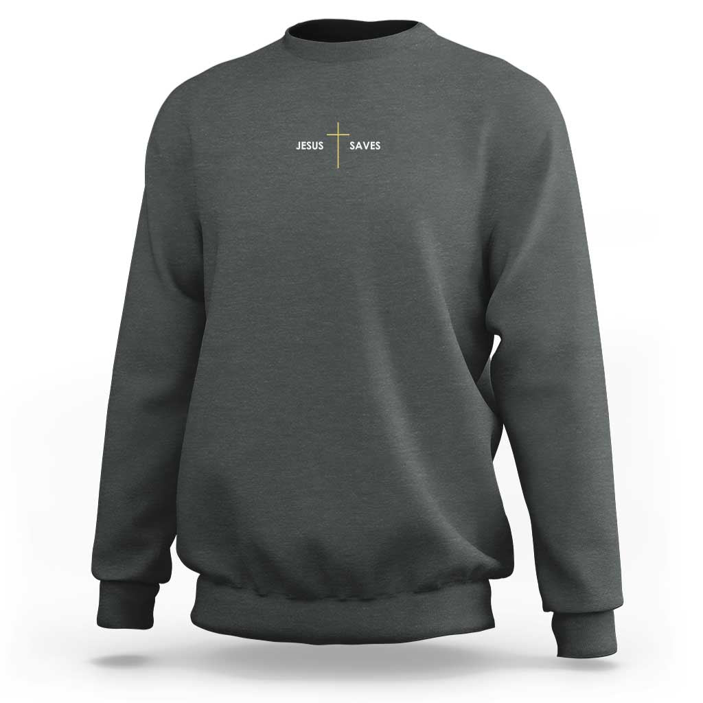 Jesus Saves Sweatshirt Cross Subtle Christian Minimal Religious Faith