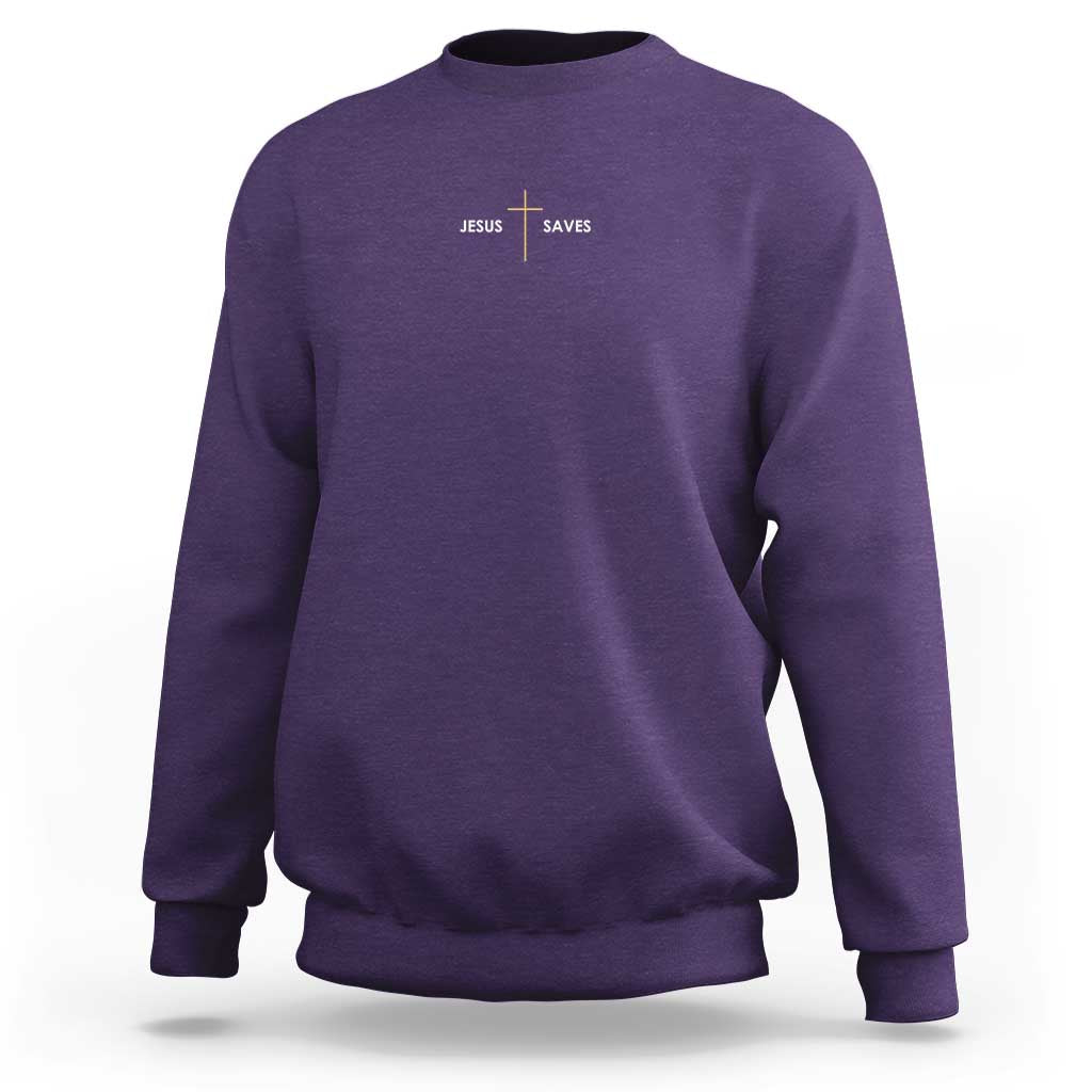 Jesus Saves Sweatshirt Cross Subtle Christian Minimal Religious Faith
