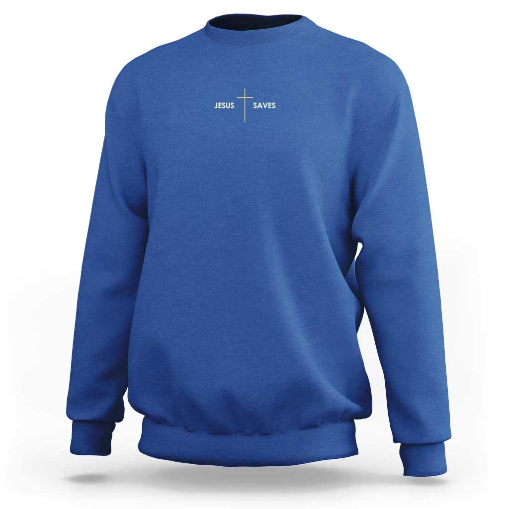 Jesus Saves Sweatshirt Cross Subtle Christian Minimal Religious Faith