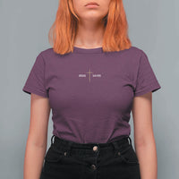 Jesus Saves T Shirt For Women Cross Subtle Christian Minimal Religious Faith