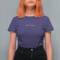 Jesus Saves T Shirt For Women Cross Subtle Christian Minimal Religious Faith