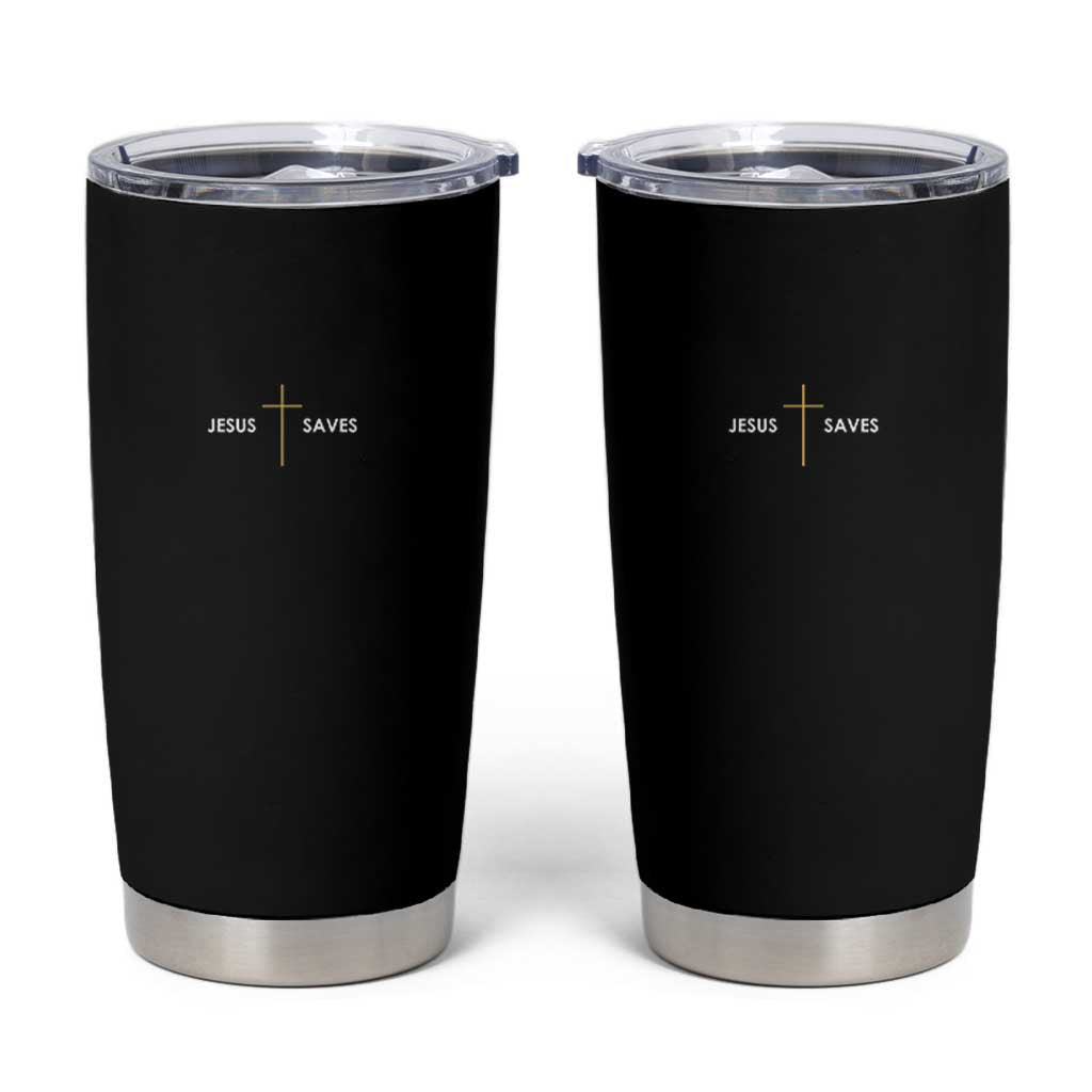 Jesus Saves Tumbler Cup Cross Subtle Christian Minimal Religious Faith