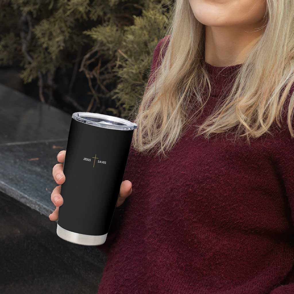 Jesus Saves Tumbler Cup Cross Subtle Christian Minimal Religious Faith