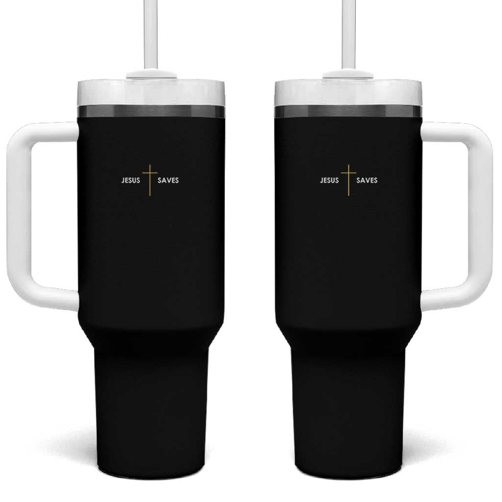 Jesus Saves Tumbler With Handle Cross Subtle Christian Minimal Religious Faith