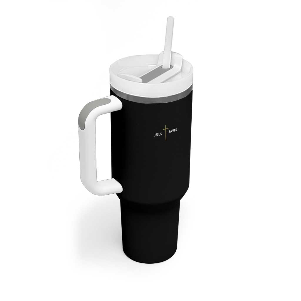 Jesus Saves Tumbler With Handle Cross Subtle Christian Minimal Religious Faith