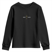 Jesus Saves Youth Sweatshirt Cross Subtle Christian Minimal Religious Faith