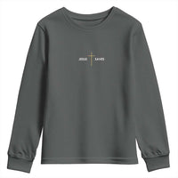 Jesus Saves Youth Sweatshirt Cross Subtle Christian Minimal Religious Faith