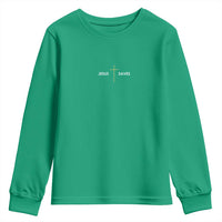 Jesus Saves Youth Sweatshirt Cross Subtle Christian Minimal Religious Faith