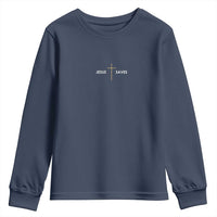 Jesus Saves Youth Sweatshirt Cross Subtle Christian Minimal Religious Faith