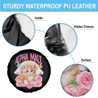 Alpha Male Funny Cat Spare Tire Cover Vintage 90s Kitten Rainbow Floral Butterflies