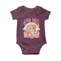 Alpha Male Funny Cat Baby Onesie Vintage 90s Kitten Rainbow Floral Butterflies