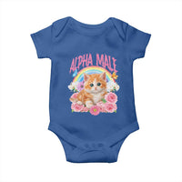 Alpha Male Funny Cat Baby Onesie Vintage 90s Kitten Rainbow Floral Butterflies