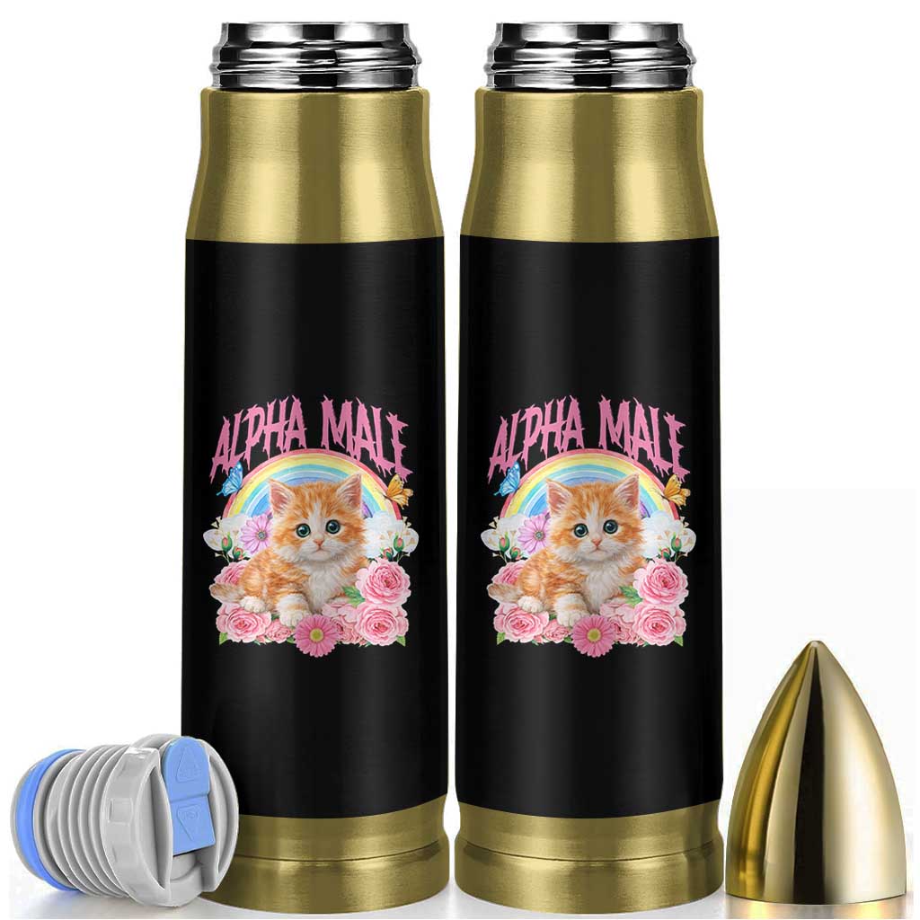Alpha Male Funny Cat Bullet Tumbler Vintage 90s Kitten Rainbow Floral Butterflies