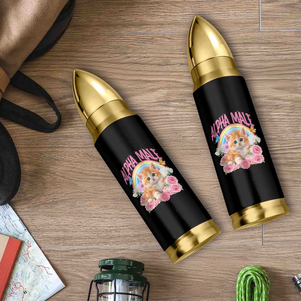 Alpha Male Funny Cat Bullet Tumbler Vintage 90s Kitten Rainbow Floral Butterflies