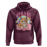 Alpha Male Funny Cat Hoodie Vintage 90s Kitten Rainbow Floral Butterflies