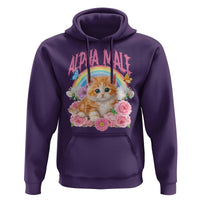 Alpha Male Funny Cat Hoodie Vintage 90s Kitten Rainbow Floral Butterflies