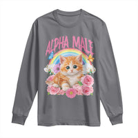 Alpha Male Funny Cat Long Sleeve Shirt Vintage 90s Kitten Rainbow Floral Butterflies