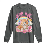 Alpha Male Funny Cat Long Sleeve Shirt Vintage 90s Kitten Rainbow Floral Butterflies
