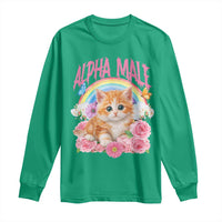 Alpha Male Funny Cat Long Sleeve Shirt Vintage 90s Kitten Rainbow Floral Butterflies