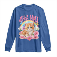 Alpha Male Funny Cat Long Sleeve Shirt Vintage 90s Kitten Rainbow Floral Butterflies