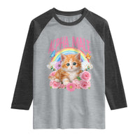 Alpha Male Funny Cat Raglan Shirt Vintage 90s Kitten Rainbow Floral Butterflies