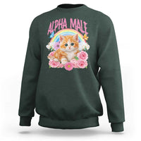 Alpha Male Funny Cat Sweatshirt Vintage 90s Kitten Rainbow Floral Butterflies