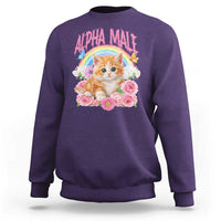 Alpha Male Funny Cat Sweatshirt Vintage 90s Kitten Rainbow Floral Butterflies