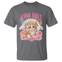 Alpha Male Funny Cat T Shirt Vintage 90s Kitten Rainbow Floral Butterflies