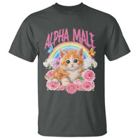 Alpha Male Funny Cat T Shirt Vintage 90s Kitten Rainbow Floral Butterflies