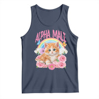 Alpha Male Funny Cat Tank Top Vintage 90s Kitten Rainbow Floral Butterflies