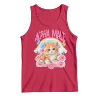 Alpha Male Funny Cat Tank Top Vintage 90s Kitten Rainbow Floral Butterflies