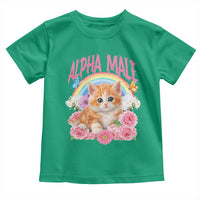 Alpha Male Funny Cat Toddler T Shirt Vintage 90s Kitten Rainbow Floral Butterflies