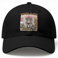 Never Alone Raccoon Mom Baseball Cap Funny Mama Life Mothers Day
