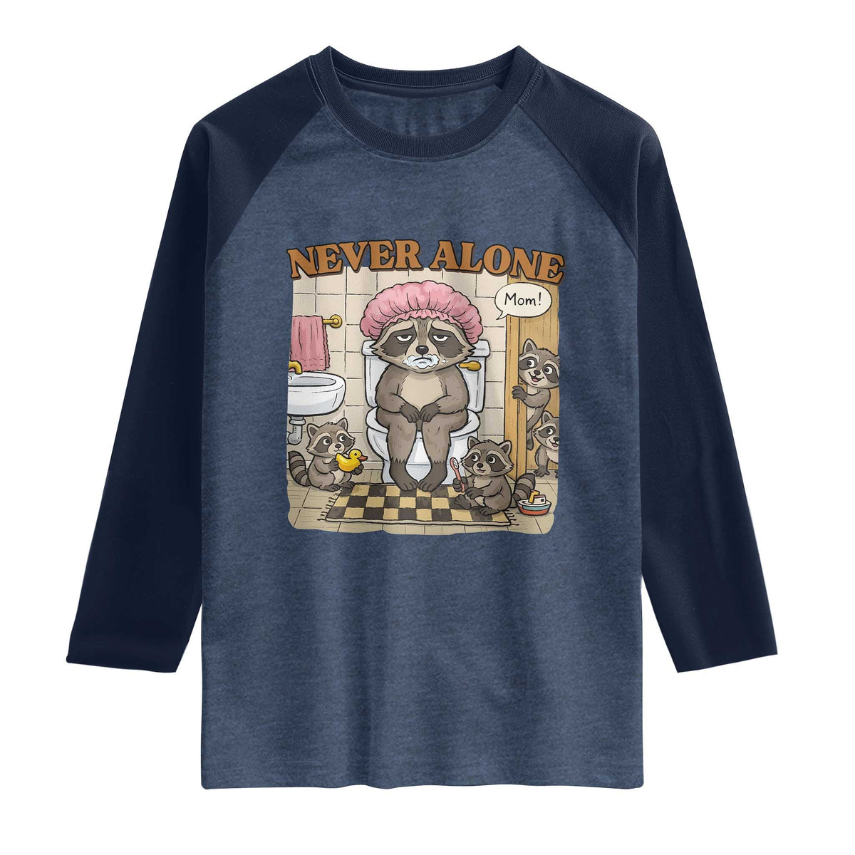 Never Alone Raccoon Mom Raglan Shirt Funny Mama Life Mothers Day