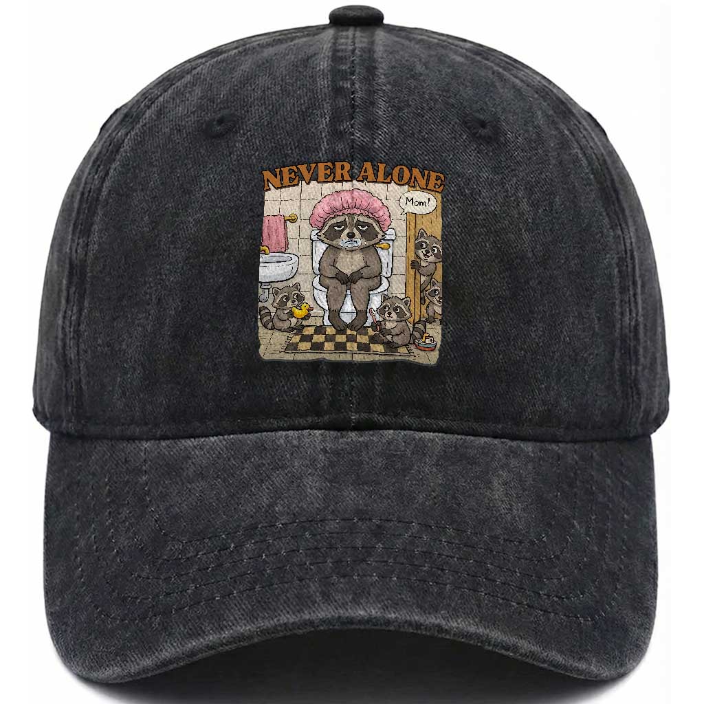 Never Alone Raccoon Mom Washed Cotton Baseball Cap Funny Mama Life Mothers Day