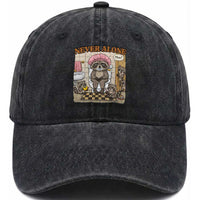 Never Alone Raccoon Mom Washed Cotton Baseball Cap Funny Mama Life Mothers Day