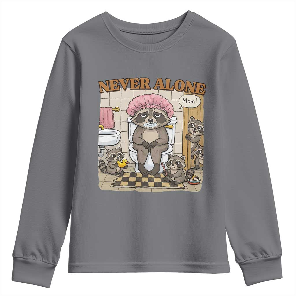 Never Alone Raccoon Mom Youth Sweatshirt Funny Mama Life Mothers Day