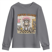 Never Alone Raccoon Mom Youth Sweatshirt Funny Mama Life Mothers Day