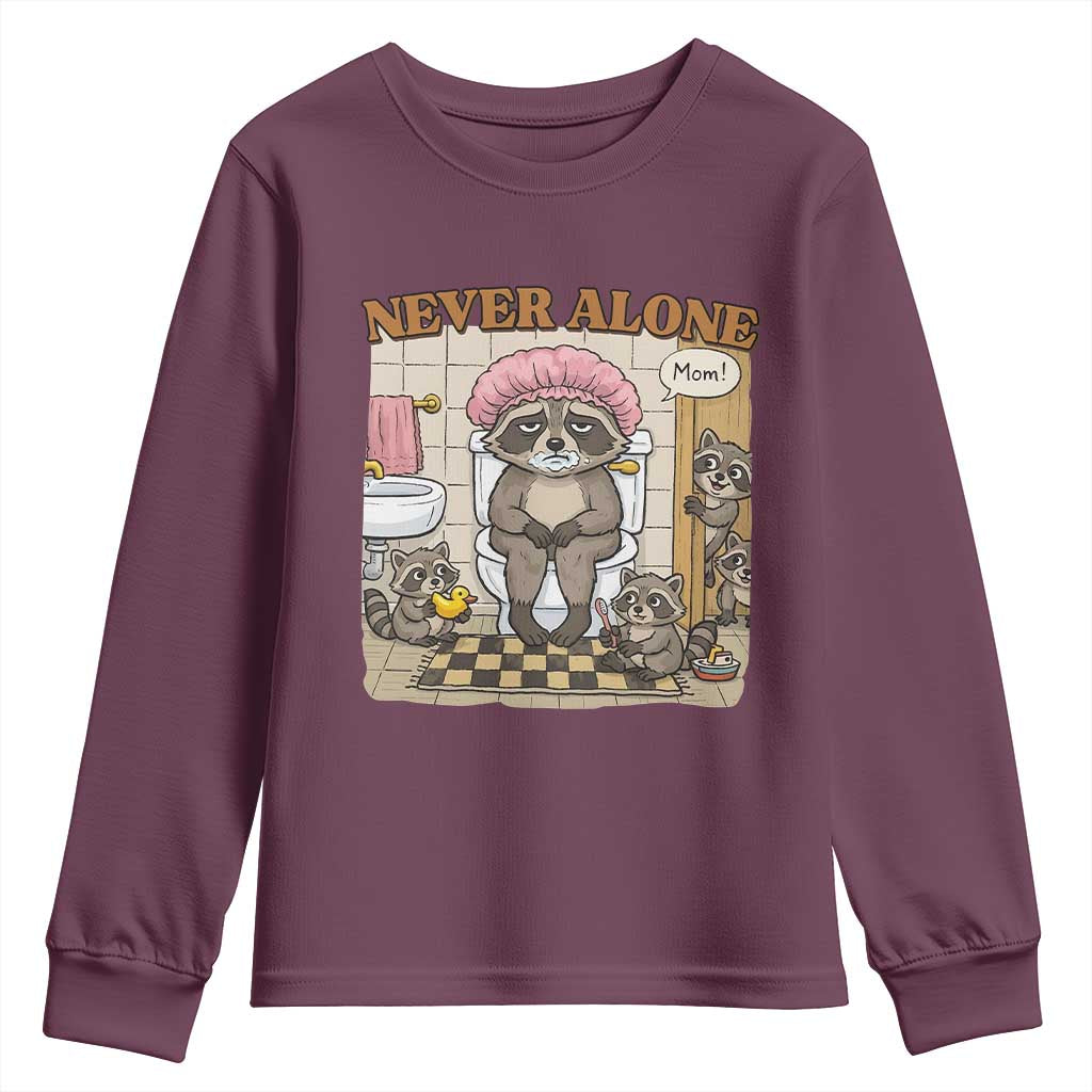 Never Alone Raccoon Mom Youth Sweatshirt Funny Mama Life Mothers Day
