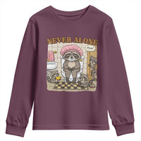 Never Alone Raccoon Mom Youth Sweatshirt Funny Mama Life Mothers Day