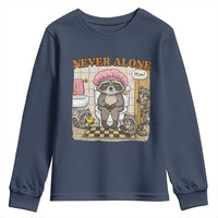 Never Alone Raccoon Mom Youth Sweatshirt Funny Mama Life Mothers Day