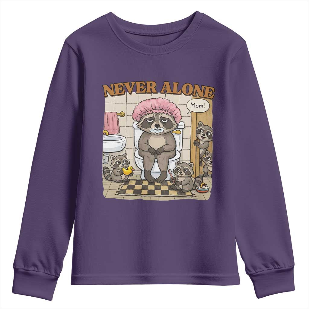 Never Alone Raccoon Mom Youth Sweatshirt Funny Mama Life Mothers Day