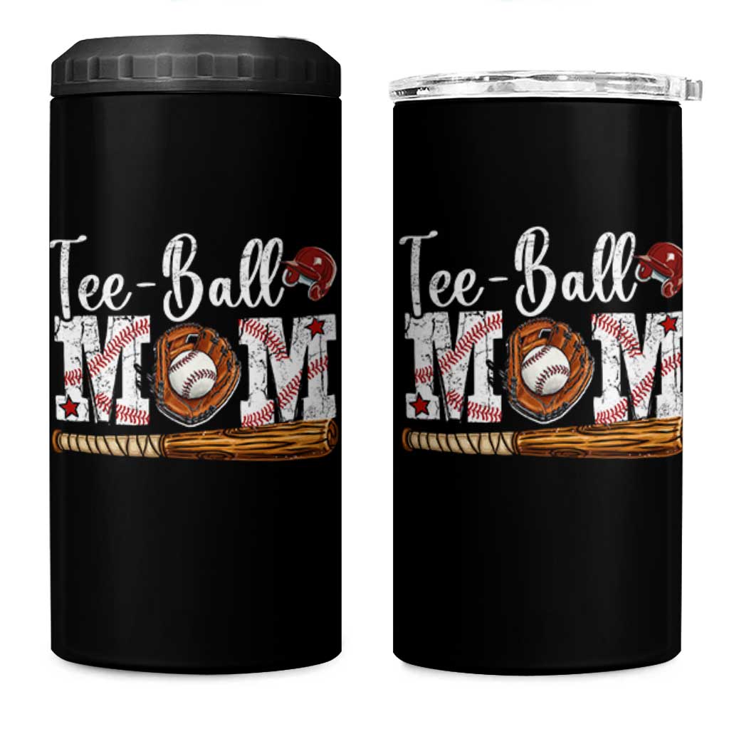 Baseball Mom 4 in 1 Can Cooler Tumbler Tee Ball Mama Funny Mother's Day